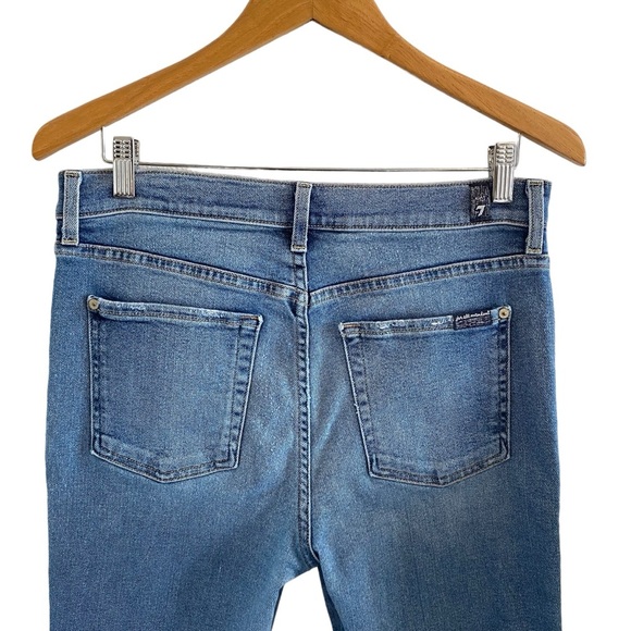 7 For All Mankind High Waist Ankle Skinny Jeans With Silver Shimmer Side Stripe - Picture 8 of 14